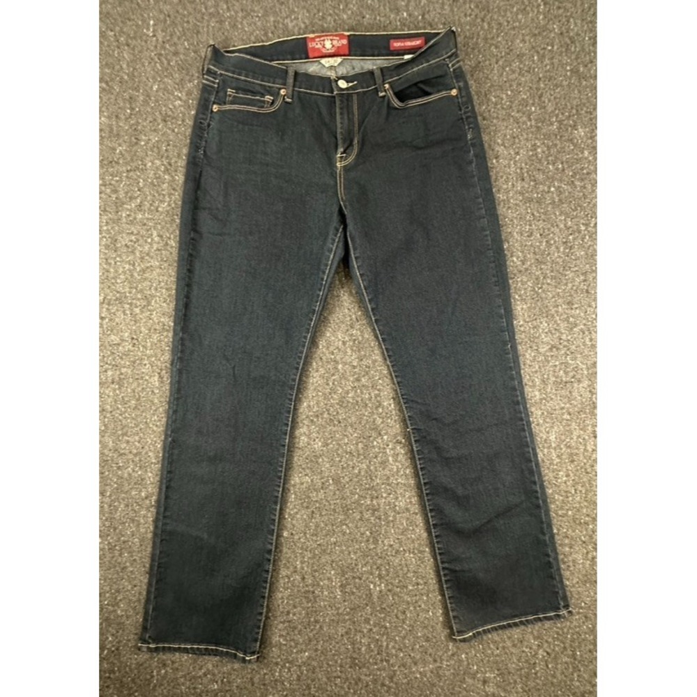 Lucky Brand Sofia Straight Jeans Women's 14/32 Regular darkWash Stretch Classic